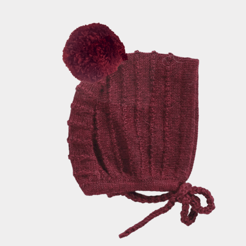 Limited Edition Knit Bonnet- Berry- Baby alpaca wool