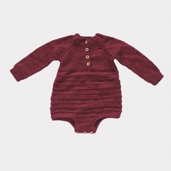 Button Up Romper- Berry - limited edition Baby Alpaca